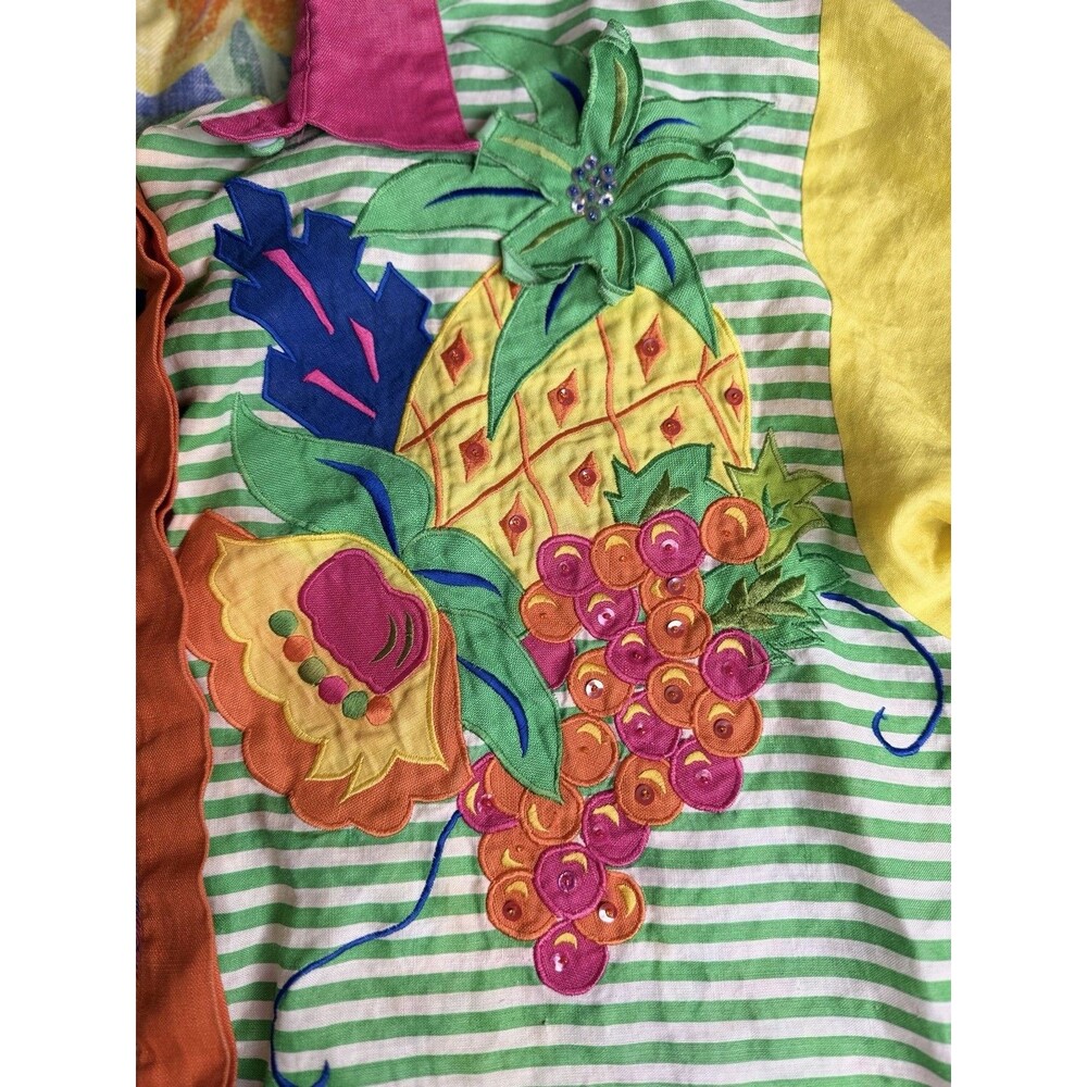 Victor Costa Designer Collection Colorful Patchwork Shirt Womens Size 12 Ramee - Picture 11 of 16